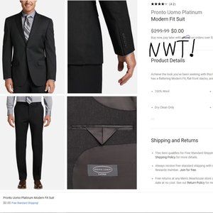 Pronto Uomo Platinum NWT, Black 2pc Suit